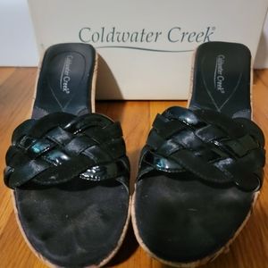 Coldwater Creek womans size 8 multi woven slide black
